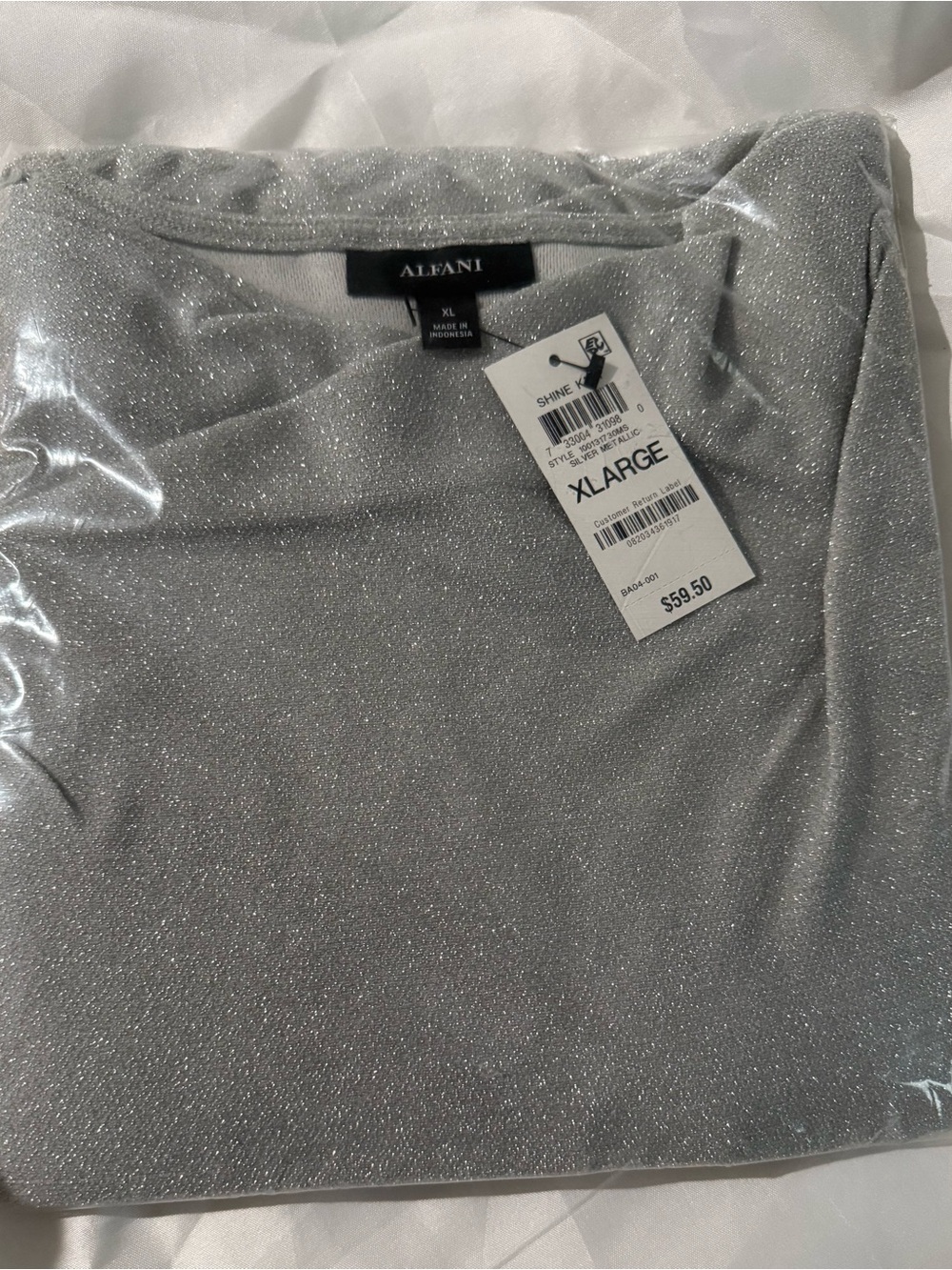 Alfani Silver Shimmer Women's Top